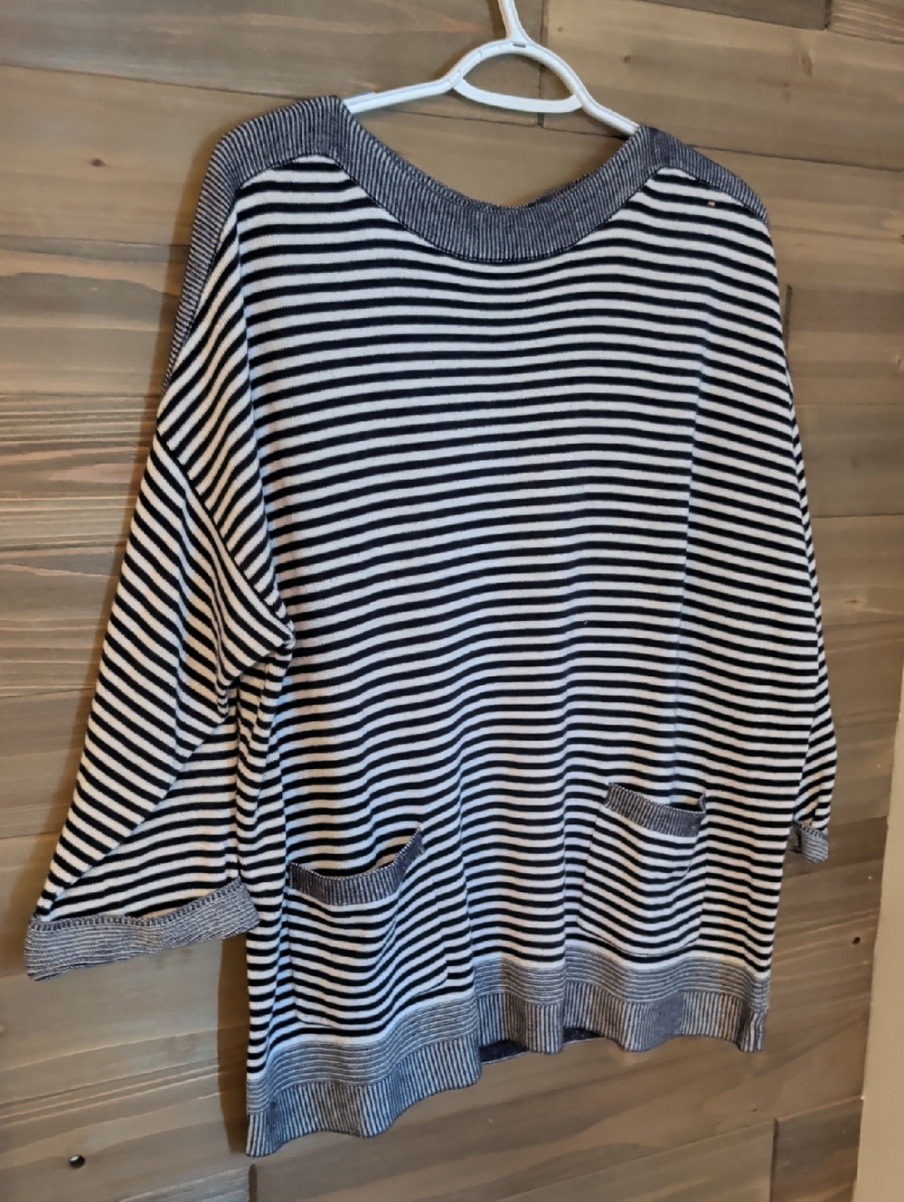 Chico's Black and White Striped Knit Top 3X